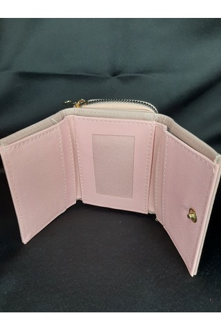 Mryart Pudra Pembe Kadın Cüzdanı - Fermuarlı Ve Düğmeli Kartlık Model