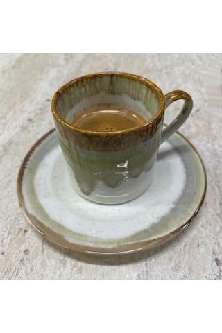 El Yapımı Porselen Neskafe & Çay Fincanı Takımı 6 Kişilik Özel Tasarım Beyaz