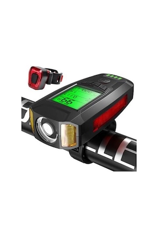 Forte Gt 3 In 1 Bisiklet El Feneri 5 Led Fonksiyonlu Km Sayaçlı Su Geçirmez Far Siyah