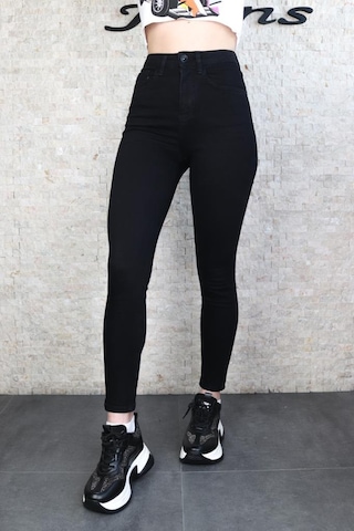 Kadın Siyah Süper Skinny Fit Esnek Likralı Denim Jean Kot Pantol