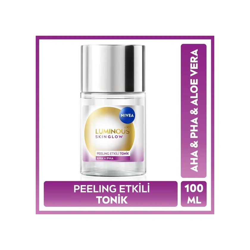 Nivea Lumınous630 Skin Glow Peeling Etkili Tonik 100 Ml, Parlaklık, Eşit Cilt Tonu, Aha Pha, Aloe Vera
