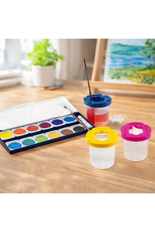 Suluboya Kabı Plastik Renkli 3 Bölmeli 2 Adet Karışık