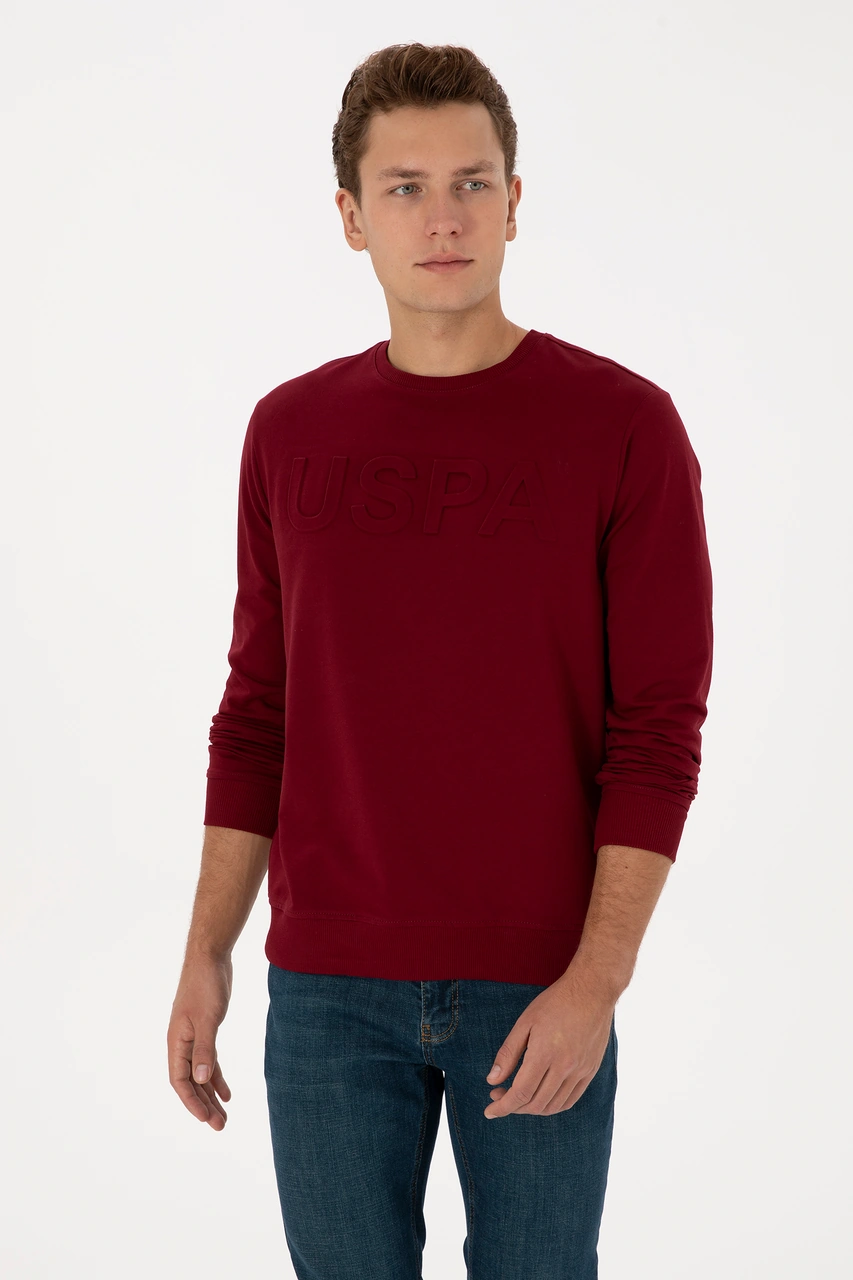 U.S. Polo Assn. Erkek Regular Fit Bisiklet Yaka Bordo Basic Sweatshirt 50307793-VR014