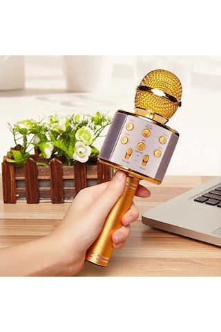 Neevoyu Siyah Kablosuz Mikrofon - Akıllı Telefon İçin Canlı Yayın, Karaoke, Ses Değiştirme Fonksiyonu - 1200mah Pil - 230x55x10mm