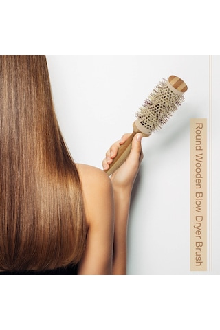 Singree Doğal Ahşap Vantilli Fön Şekillendirici Saç Fırçası - Nilon Tırnaklı, Statikten Korumalı, Kıvrımlar Ve Hacim Oluşturur 4
