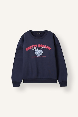 Defacto Regular Fıt Bisiklet Yaka Hayvan Baskılı İçi Yumuşak Tüylü Kalın Sweatshirt Kumaşı Sweatshirt Kız Çocuk I4892a826aunv244 Lacivert-nv244