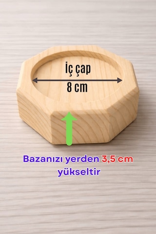 Robot Süpürge İçin Ahşap Baza Yükseltici 3,5cm Yükseltir, Çap.8 Oyuklu Takoz 1 Adet
