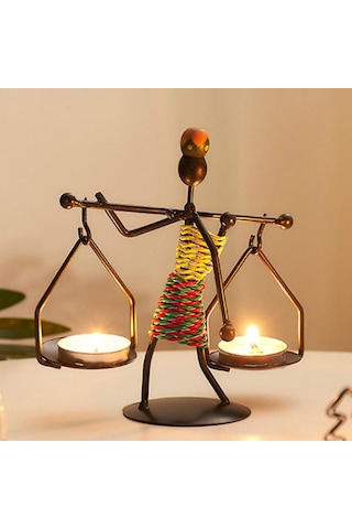 Kadın Figürlü Metal Ferforje Tealight Mumluk