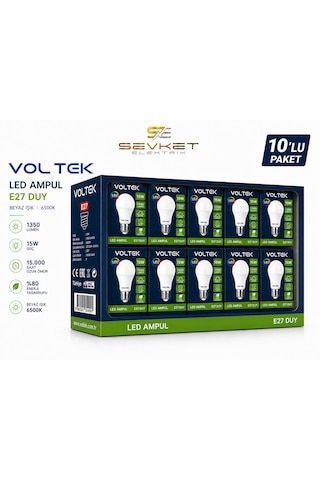 Voltek 15 Watt Led Ampul Beyaz 10'lu Paket 10 Adet