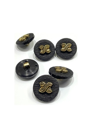Yelek Hırka Düğmesi / Kabartma Gold Detaylı / Siyah 1,8 Cm / Kod:2620