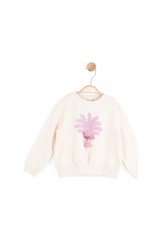 Zekids Kız Bebek Tavus Kuşu Desenli Sweatshirt-16139 Krem