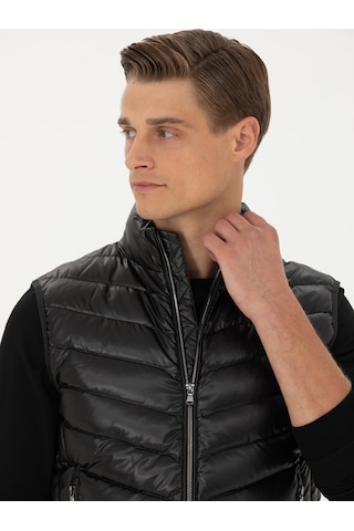 Cacharel Siyah Slim Fit İnce Kapitone Mont Yelek