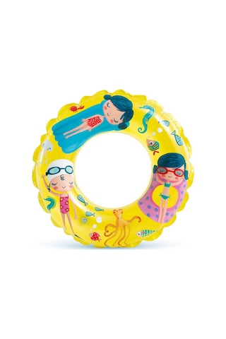 Çocuk Yüzme Simidi - Intex - Şeffaf Desenli - Sarı - 61cm 59242