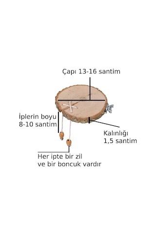 Doğal Ağaç Kuş Ve Ufak Papağan Tüneği Zilli Boncuklu Çap 13-16 Santim Kalınlık 15 Milim Kendinden Çatlak Tün
