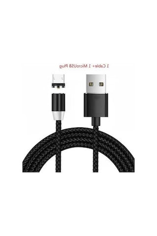 Willowhaven 3-in-1 Manyetik Şarj Kablosu - 360 Kör Bağlanma Led Işıklı 2.1a Hızlı Şarj - Android/ios/type-c Uyumlu 2m Ağ Desenli Siyah