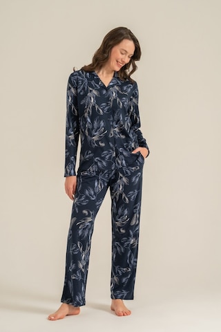 Pierre Cardin Kadın Leaves Lacivert Gömlek Pijama Takımı Pc9259-s-v1 Pc9259-s-v1