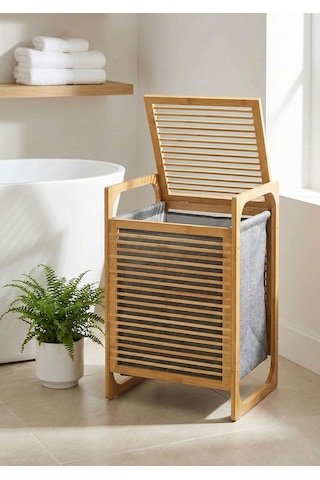Bambu Çamaşır Sepeti Tekli 35 Litre Bambu