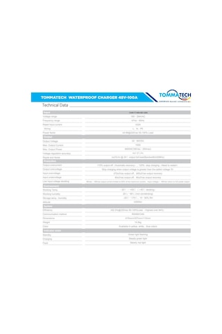 Tommatech Batarya Şarj Ünitesi Duvar Tipi 48v-100a