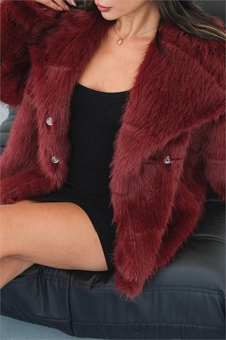 Neşeli Butik Kadın Bordo Astarlı Kürk Kaban Nbmylk32 Bordo