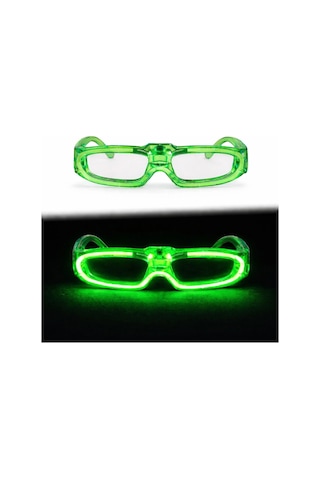Yeşil Led Işıklı Parti Gözlüğü 3 Modlu Glow & Gece Eğlence Gözlüğü
