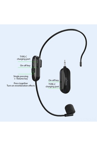 Samdoo 2.4g Kablosuz Kulaküstü Mikrofon + Alıcı, Öğretmenler İçin Büyük Arttırıcı, Ses Genişletici, Profesyonel Konuşma Mikrofonu, Tekli Paket