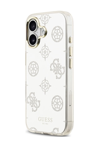 Apple Uyumlu iPhone 17 Kılıf Guess Lisanslı Metal Kamera Çerçeveli Simli Peony Aynalı Kapak Gümüş Gümüş