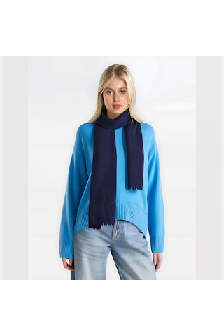 Kadın Polar Atkı Yumuşak Puffy Sıcak Tutan Kadın Lacivert Atkı Lacivert