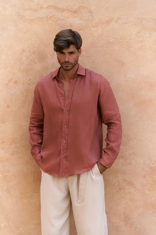 Mai Collection Mai Studios Co. Agnola Oversize Erkek Tarçın Keten Gömlek Tarçın