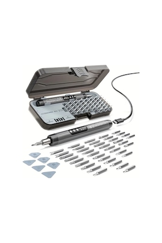 Honeybeeshop 46lı 1 Arada Turuncu Lcd Ekranlı Led Işıklı Mini Kablosuz Sessiz Şarj Edilebilir Elektrikli Vidalama Seti Ev Kullanımı Alet Takımı