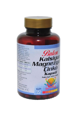 Balen Kalsiyum Magnezyum Çinko Kapsülü Takviye Gıda 709mg 90 Adet