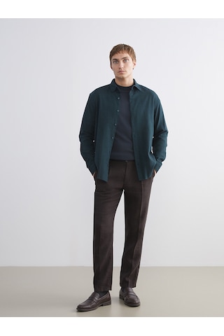 Lcw Vision Yeşil Regular Fit Uzun Kollu Gabardin Erkek Gömlek