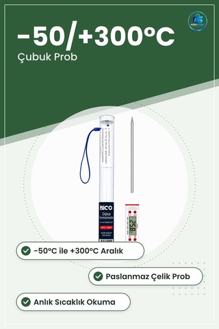Dijital Mutfak Gıda Termometresi Çubuk Prob Paslanmaz Çelik Et Sı