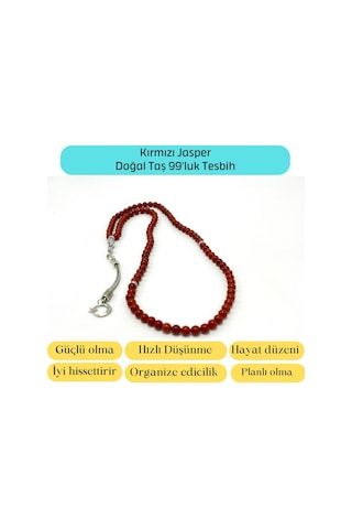 Yıldız Doğal Taş Kırmızı Jasper 6mm 99luk Doğal Taş Tesbih