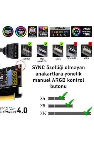 Jeyı Faıth One Argb M.2 Nvme To Pcıe 4.0 X4 X8 X16 Adaptör