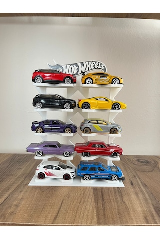 Hot Wheels Uyumlu 10 Araçlık Stand 1/64 Beyaz R3d-002-blk