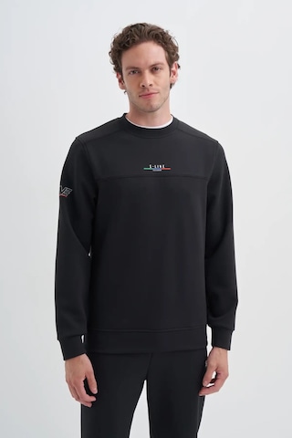 Cazador Regular Fit Scuba Kumaş Pamuk Karışımlı S-line Baskılı Sweatshirt-52380 Siyah