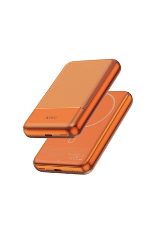 Wiwu Wi-p089 Led Işık Göstergeli Pd 20w Kablosuz Powerbank 10.000mah 15w Turuncu