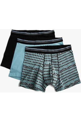 Koton 3'Lü Boxer Seti Geometrik Desenli Beli Lastikli Siyah Desenli 3Slm90020Mk 3Slm90020Mk9D9