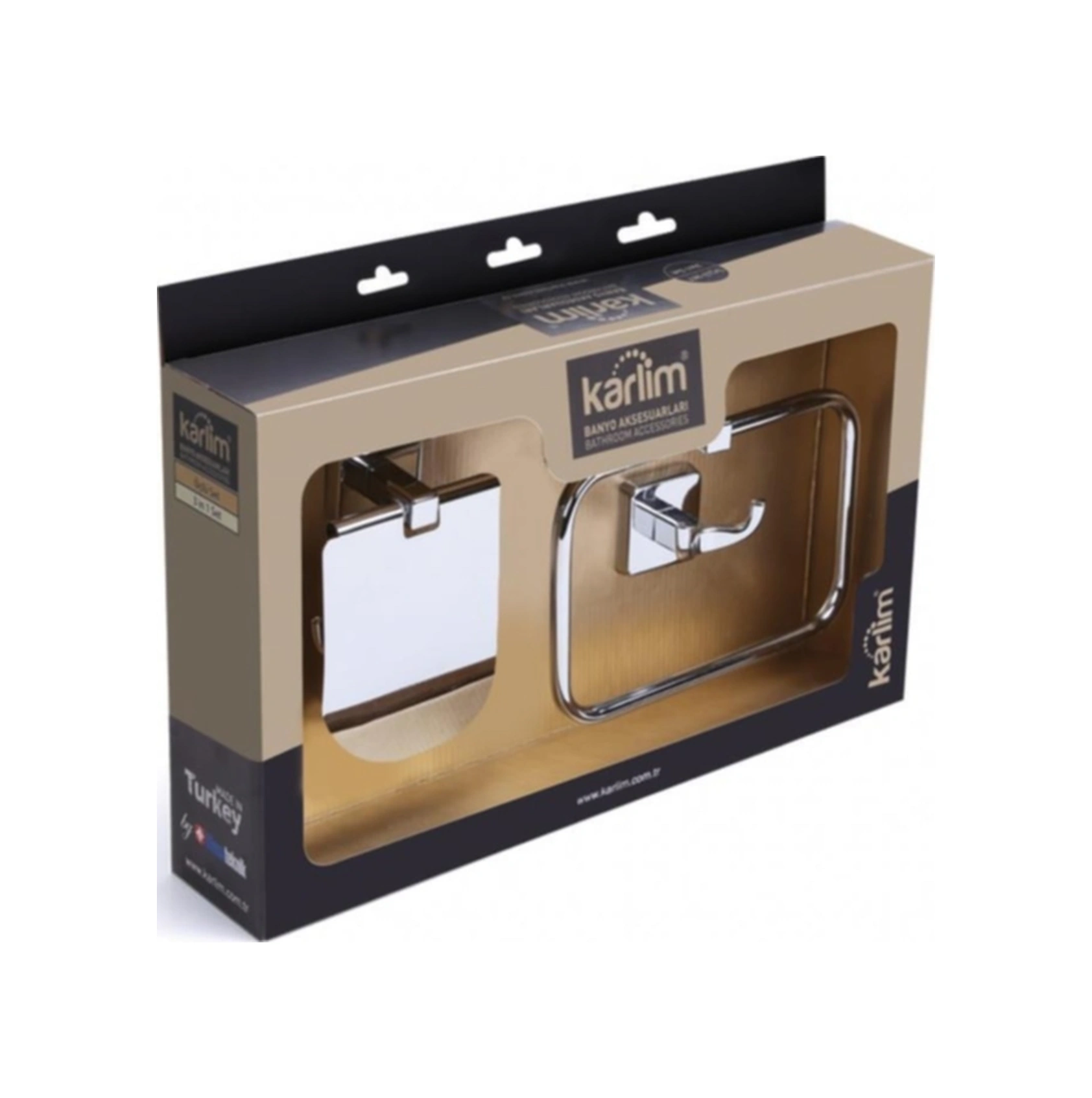 Mesateknik Milet Serisi Krom 3'lü Banyo Aksesuar Seti Kare Havluluk Krom