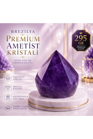Premium Brezilya Ametist Kristali Doğal Faset Kesim Dekoratif Kristal Taş 295 Gr