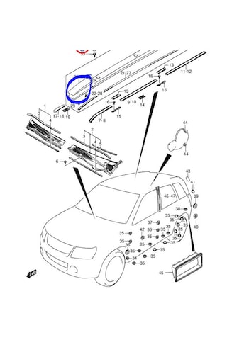 Suzuki Grand Vitara Tavan Çıta Kapağı Ön Sağ 2006-2012 3 Kapı Ve 5 Kapı Uyumlu 3d