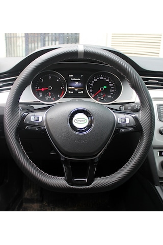Yüzüklü Karbon Model Dikişli Oto Direksiyon Kılıfı
