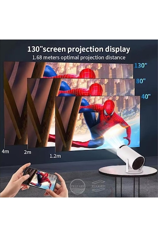 Hd 4k Destekli Projeksiyon Cihazı Android Ekran Yansıtma 130 İnç Spotlight 1080p Projeksiyon Cihazı