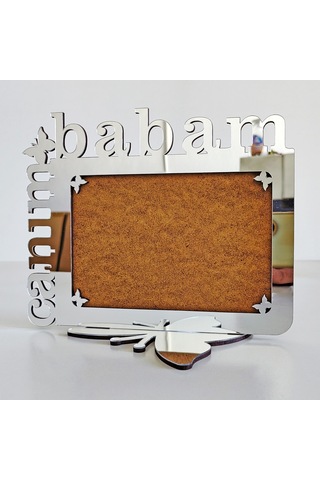 Babalar İçin Gümüş Aynalı Pleksi Fotoğraf Çerçevesi Canım Babam