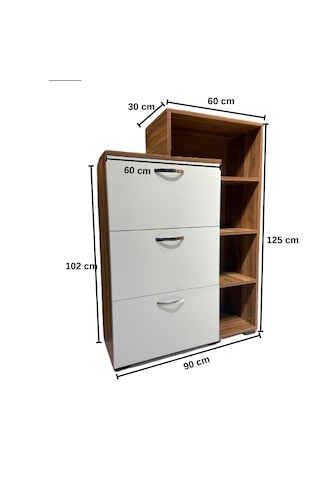 Bicabin Berlin Dekoratif Açık Raflı Kapaklı Çok Amaçlı Dolap Gard Beyaz - Ceviz