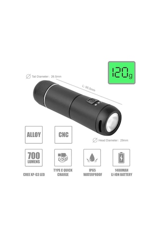 Bike Sky Brıvıga Eastpower Ön Far Lw-f600 700lm Usb Ip65 Su Geçirmez Siyah