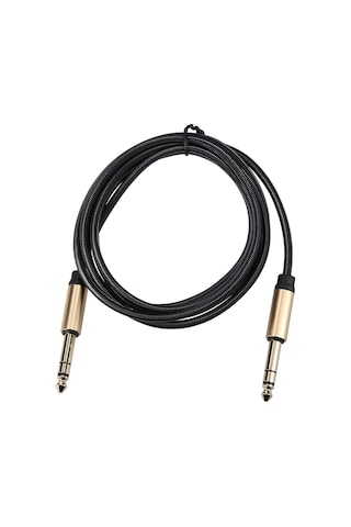 Geeksen 1.8m Siyah 6.5mm Erkek-erkek Altın Kaplı Ses Kablosu, Enamel Bakır İletken, Pamuk Ağı Örgü, Davul-keyboard Hoparlör Uyumlu