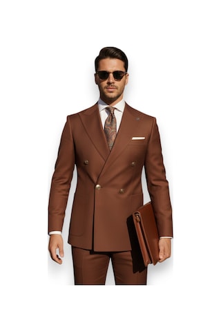 Hermose Prestige Terakota Metal Düğmeli Kruvaze Takım Elbise Kiremit