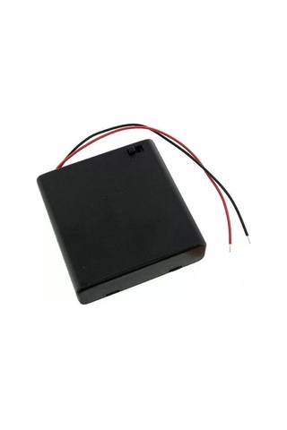 4'lü Pil Yuvası Kapaklı Anahtarlı Kablolu Aa Pil İçin 5 Adet