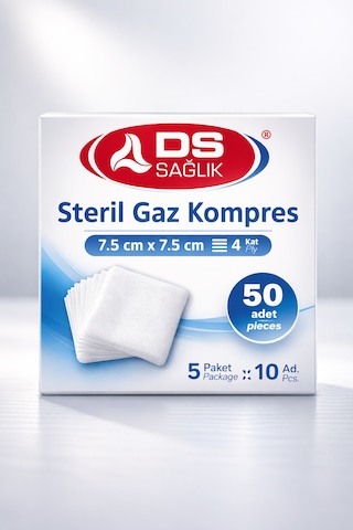 Steril Spanç Gazspanç Kompres 7.5x7.5 Cm 4 Kat 50 Adet